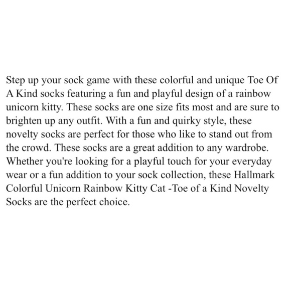 Hallmark Toe of a Kind Unicorn Cat Women Crew Socks NEW - Picture 3 of 12